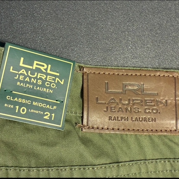 Lauren Ralph Lauren Classic Mid Calf Capri Pants Women’s Sz 10 Olive Green - Picture 12 of 15